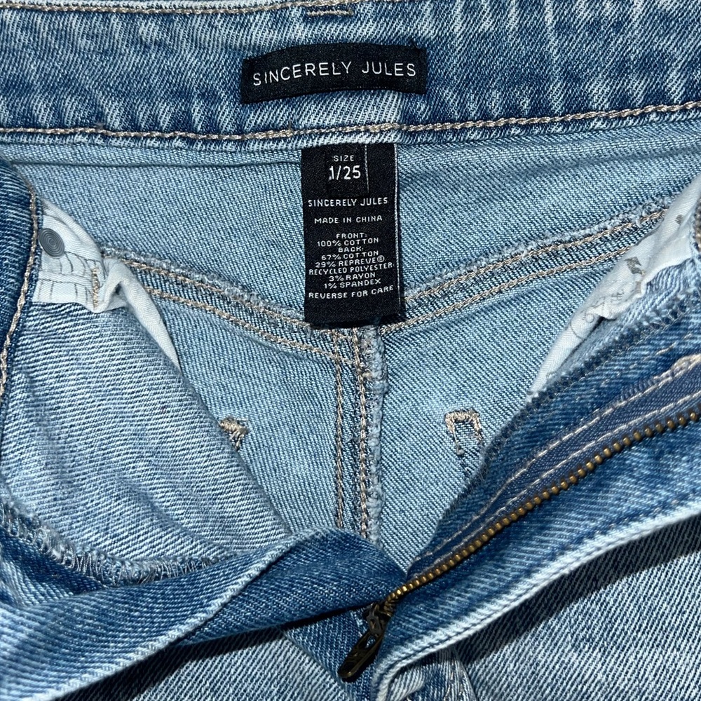 Sincerely Jules Blue Jean Shorts High-Waisted Distressed - Picture 3 of 3